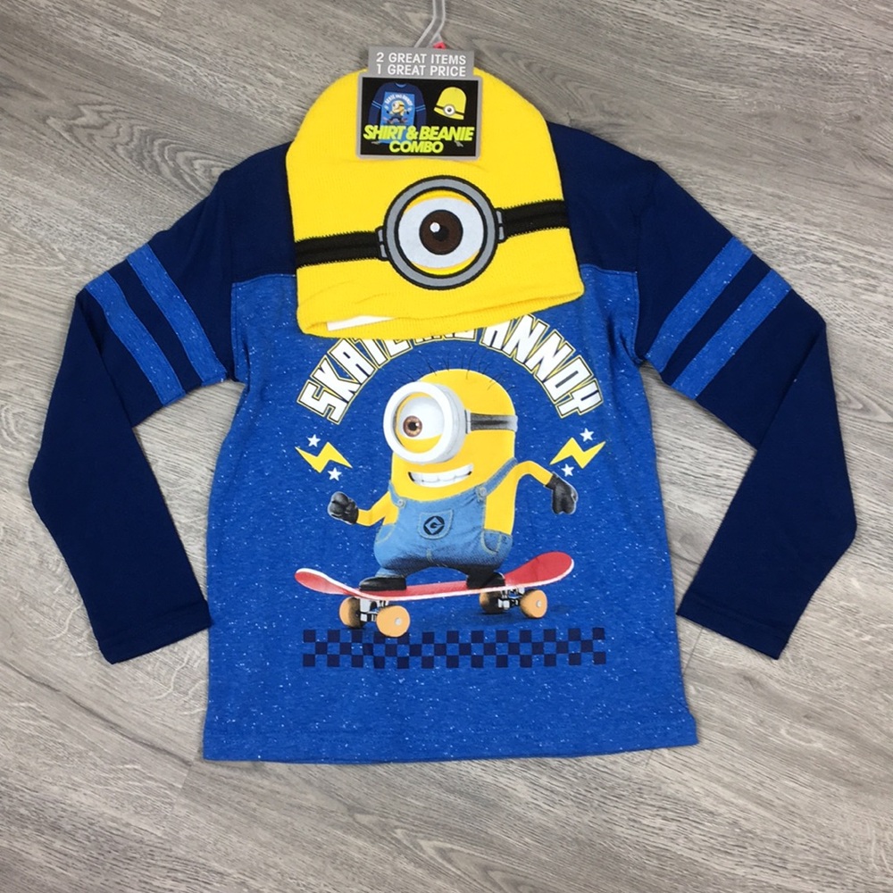 🎄5/$30 Despicable Me Shirt & Beanie Set boys